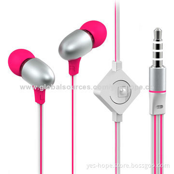 Top Quality Flat Cable 3.5mm Stereo Earphones with Mic, OEM Services Available